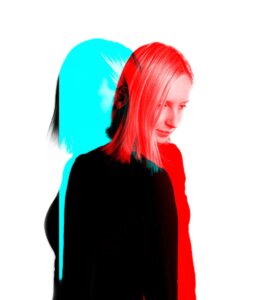 woman with red and blue photo effects