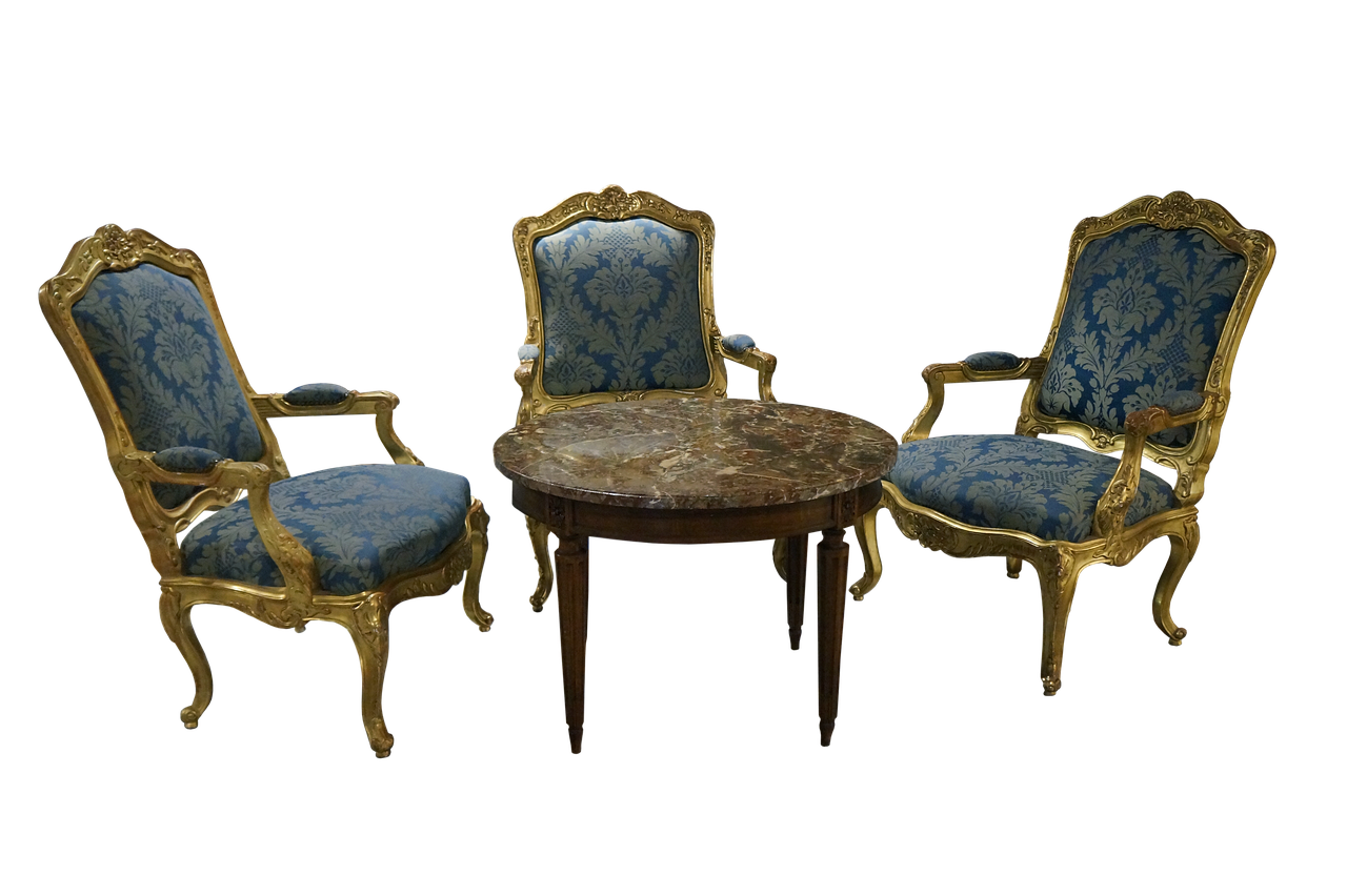 armchairs, table, furniture